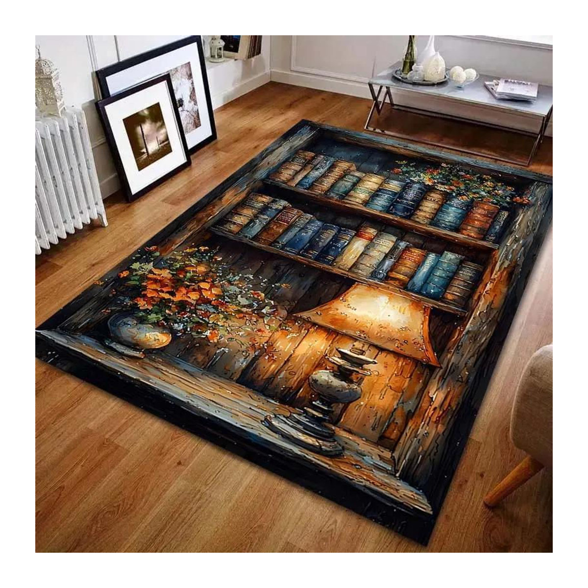 Moderner Teppich im Ölmalerei-Stil für Wohnzimmer und Schlafzimmer, AISILK MOON, mehrfarbig, B/T: 60 x 40 cm - Bild 5