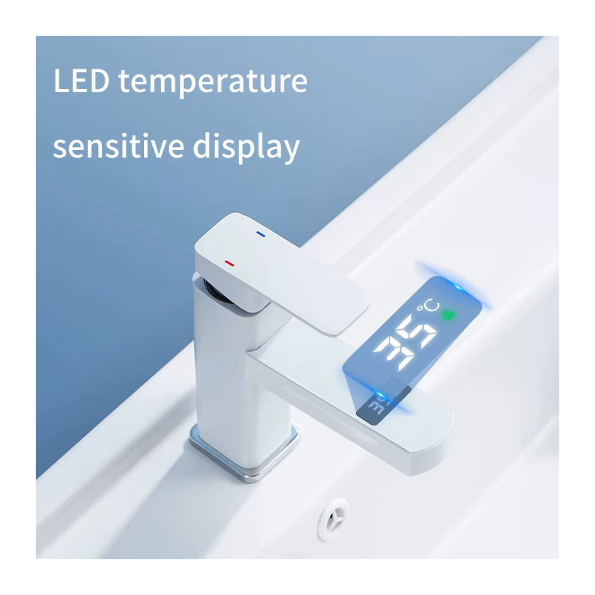 Moderner Touch LED Digital Wasserhahn mit Temperaturanzeige als Heiß-Kalt-Mischbatterie für Küche und Bad mit Keramikventil in Schwarz oder Weiß - Bild 3