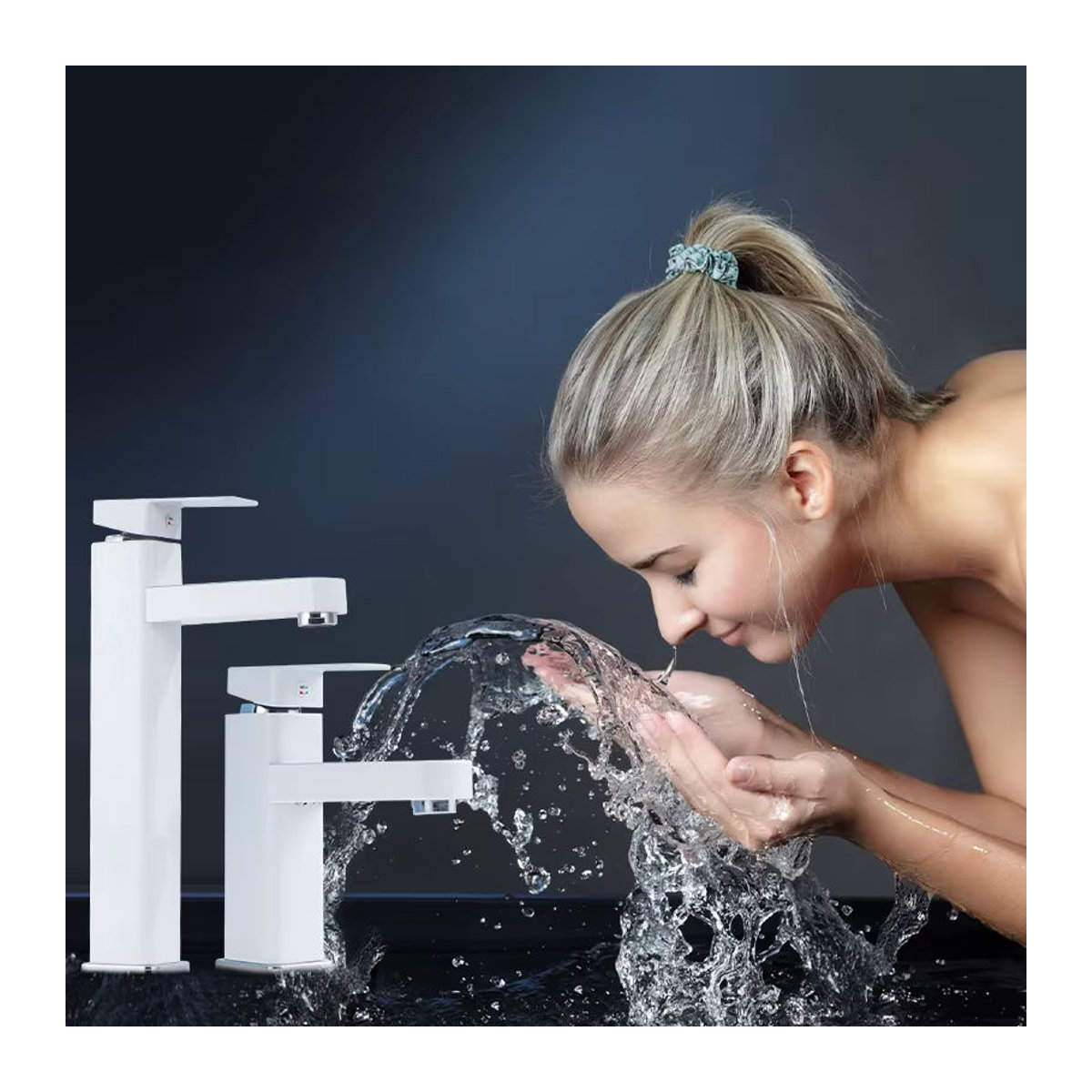 Moderner Touch LED Digital Wasserhahn mit Temperaturanzeige als Heiß-Kalt-Mischbatterie für Küche und Bad mit Keramikventil in Schwarz oder Weiß - Bild 4