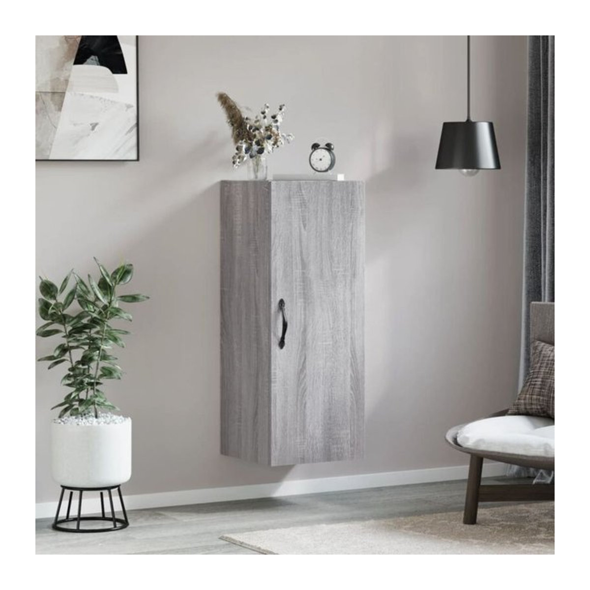 Moderner Wandschrank Vidaxl in Grau aus Holzwerkstoff mit Drehtüren, B/T/H: 34,5 x 34 x 90 cm - Bild 1