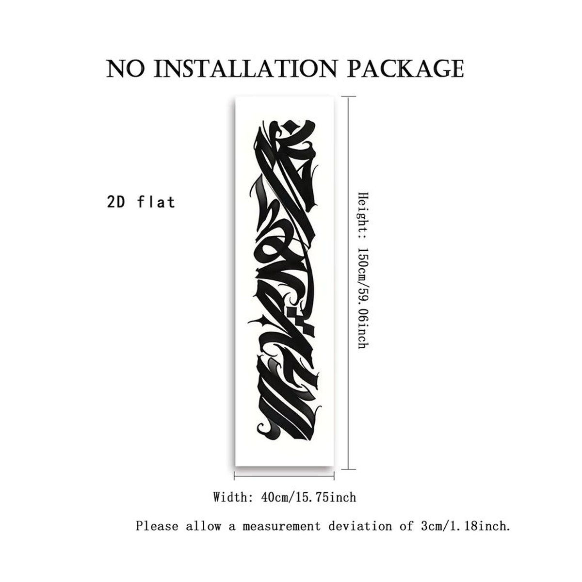 Moderner Wandteppich mit abstrakter Kalligraphie in Schwarz und Weiß, rechteckiger Textildruck aus Polyester, Breite: 150 cm, Höhe: 40 cm - Bild 3