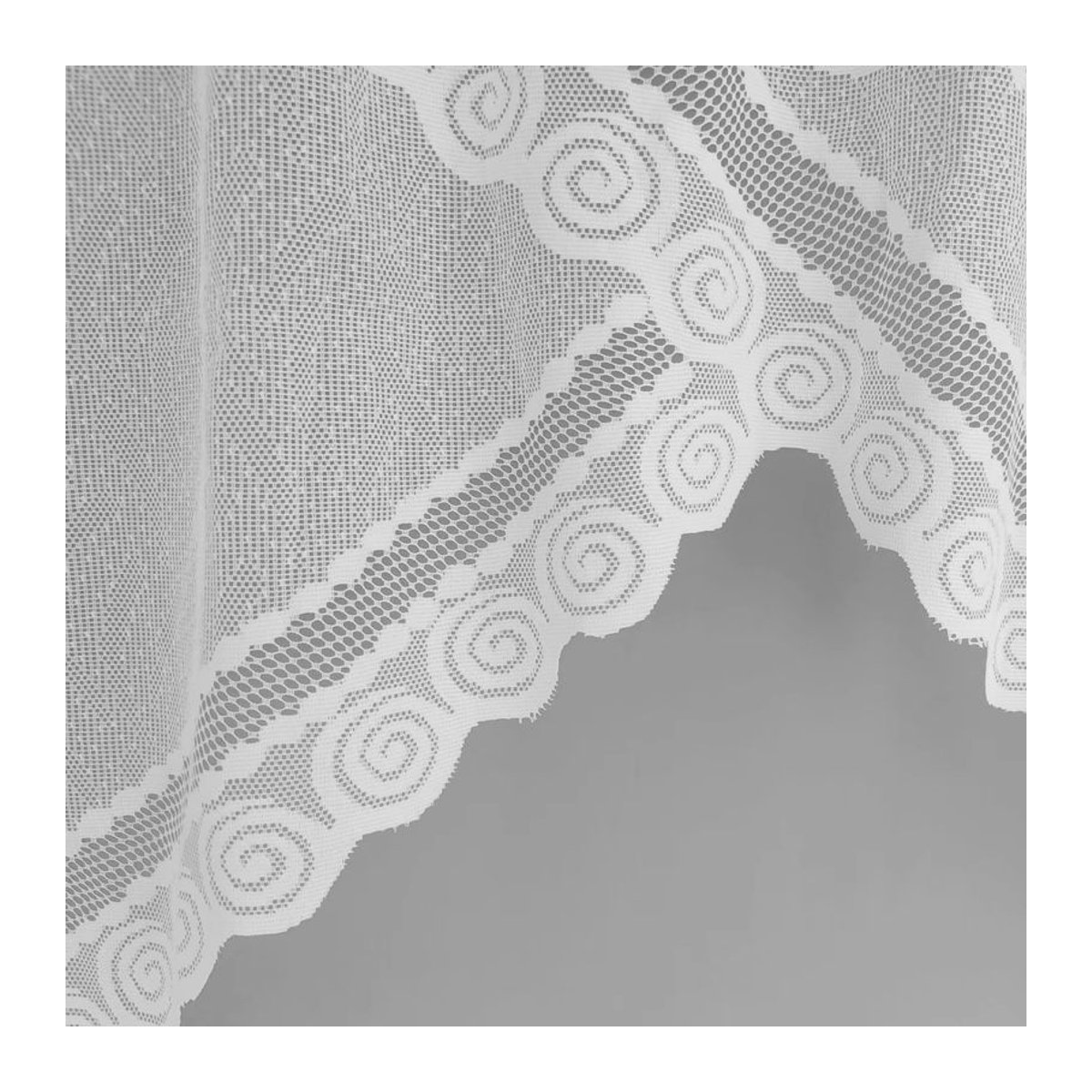 Moderner weißer Kaffeevorhang mit gestrickter Spitze und Blumenmuster für die Küche oder den Shop - Bild 4