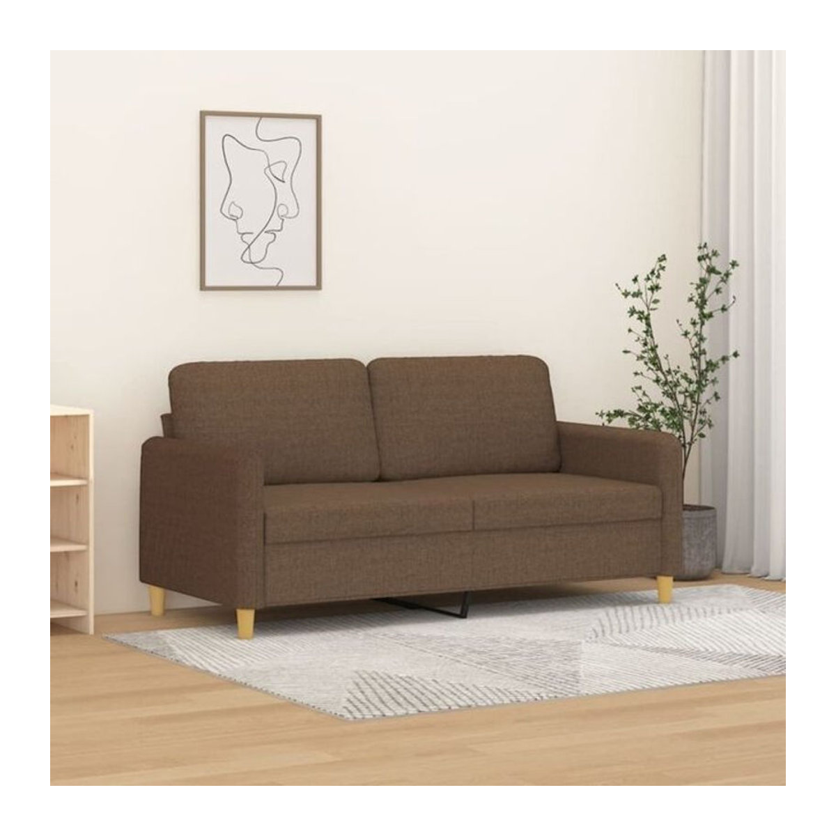 Modernes 2-Sitzer-Sofa von Vidaxl in Braun aus Stoff und Polyester mit Metallgestell, Breite: 140 cm - Bild 1