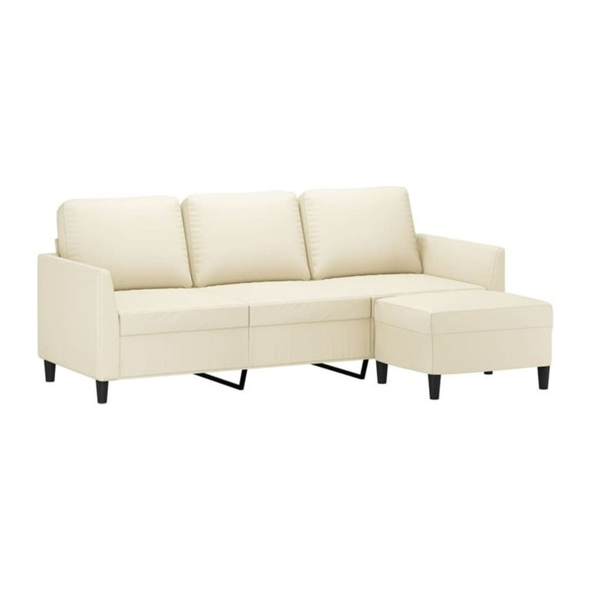 Modernes 3-Sitzer-Sofa mit Hocker von vidaxl in Beige aus Kunstleder - Bild 1