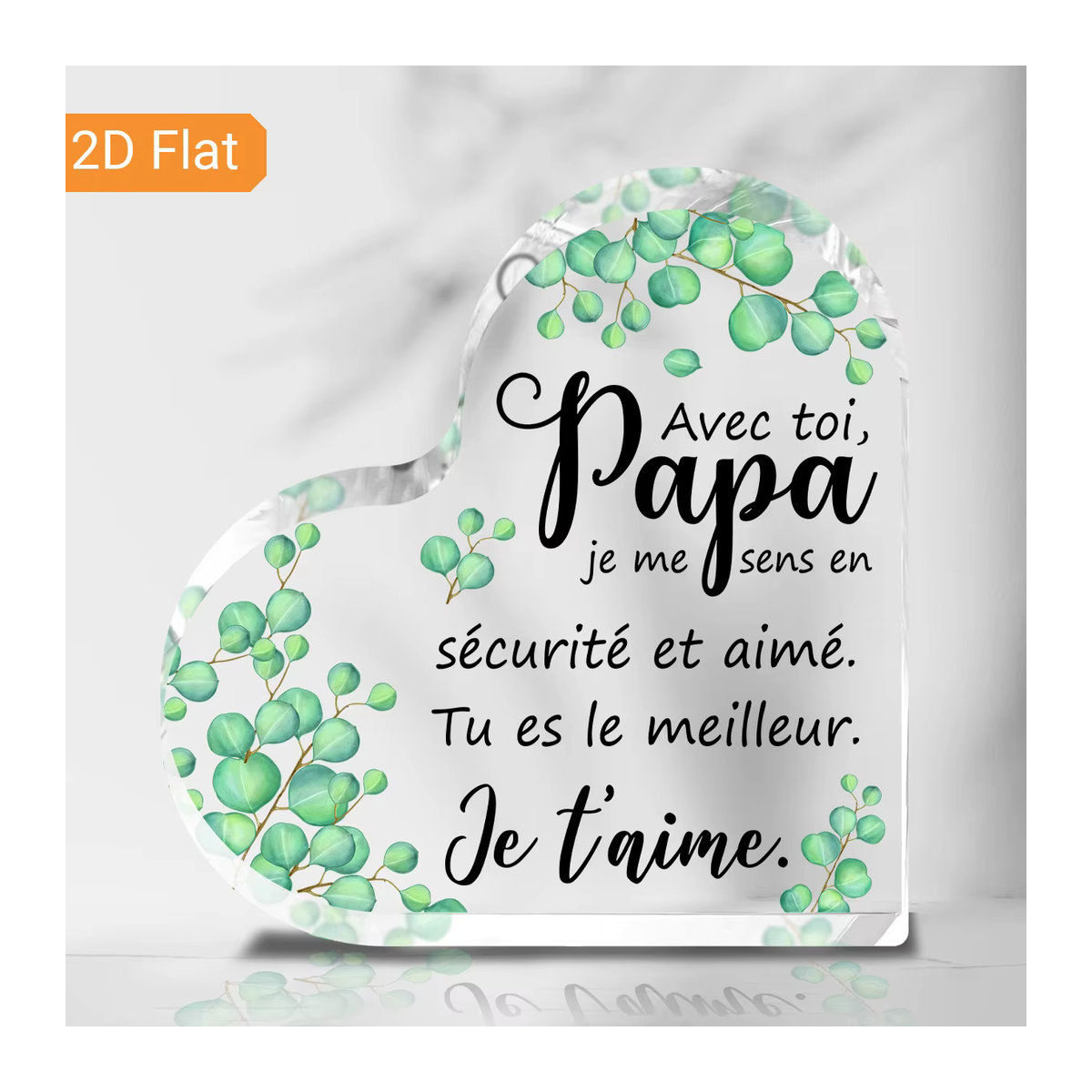 Modernes Acrylschild CIFBUY mit Herz-Design und französischer Aufschrift Ich Liebe Dich Papa in Weiß und Transparent - Bild 2