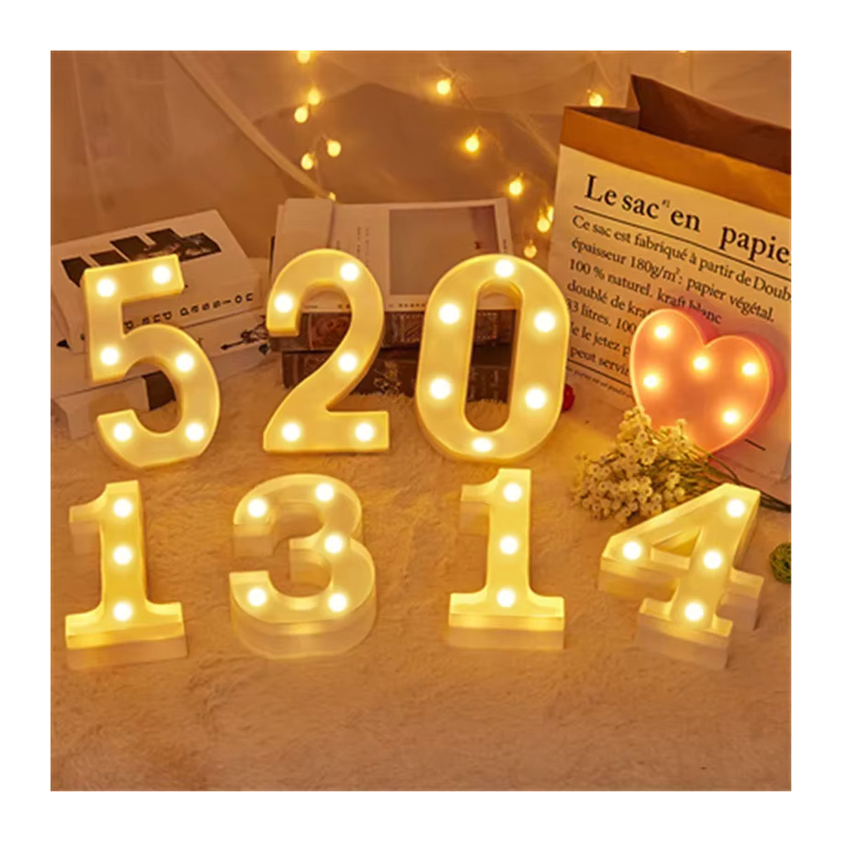 Modernes Alphabet und Zahlen Leuchtbuchstaben Nachtlicht zur Dekoration für Hochzeit, Geburtstag und Party - Bild 2