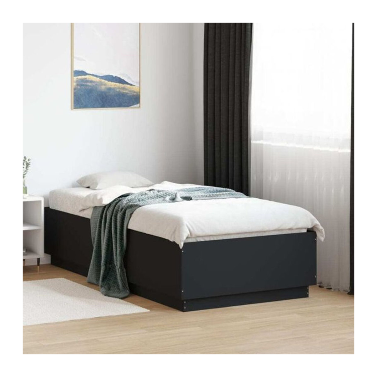 Modernes Bettgestell aus Holzwerkstoff von Vidaxl in Schwarz, B/T: 75 x 190 cm - Bild 1