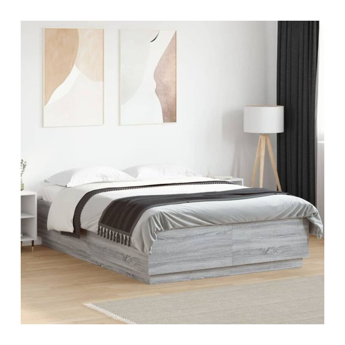 Modernes Bettgestell Vidaxl aus Holzwerkstoff in Grau, B/T/H: 120 x 200 cm - Bild 1