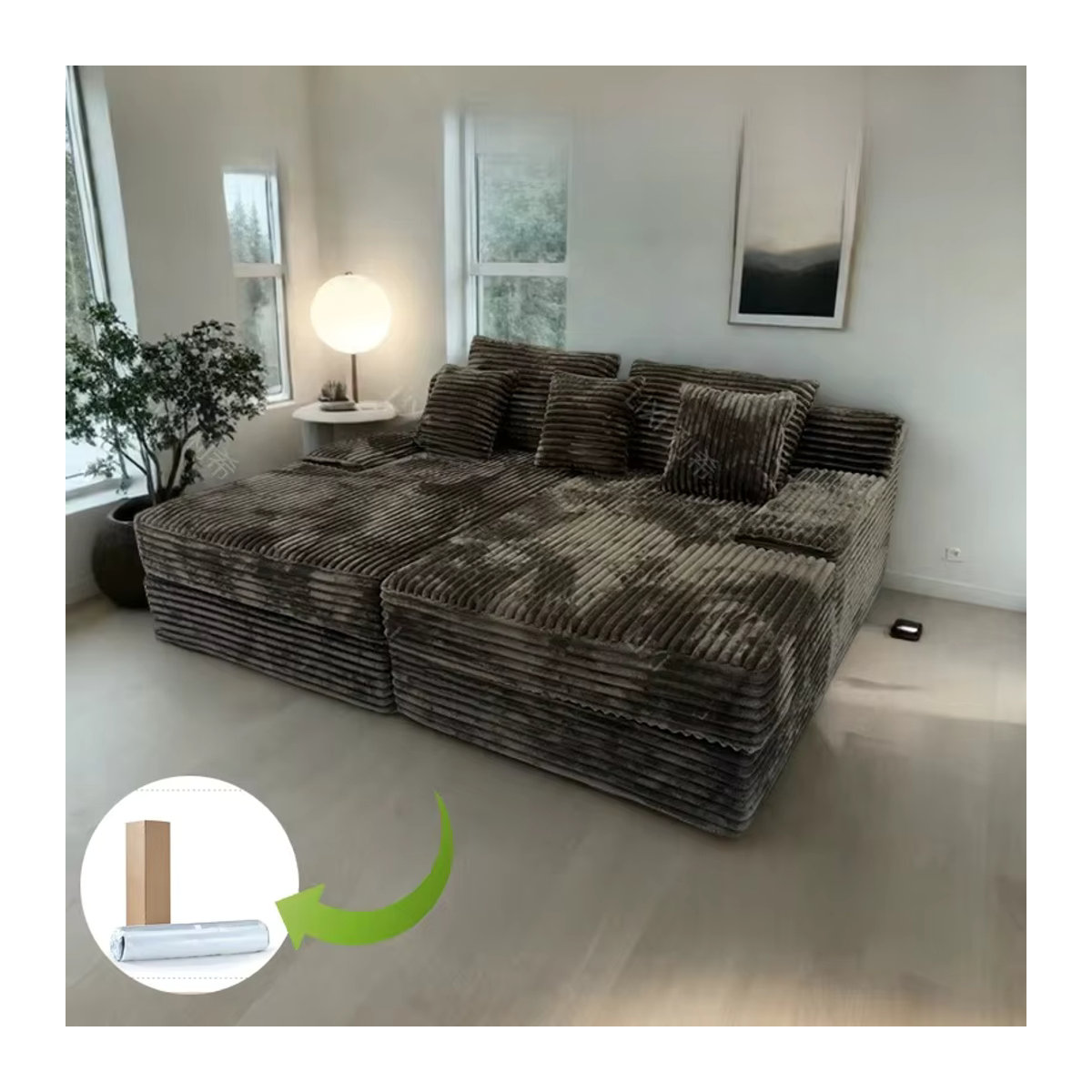 Modernes Chaiselongue Designer-Tagesbett von DUTRIEUX aus grauem Samtstoff - Bild 4