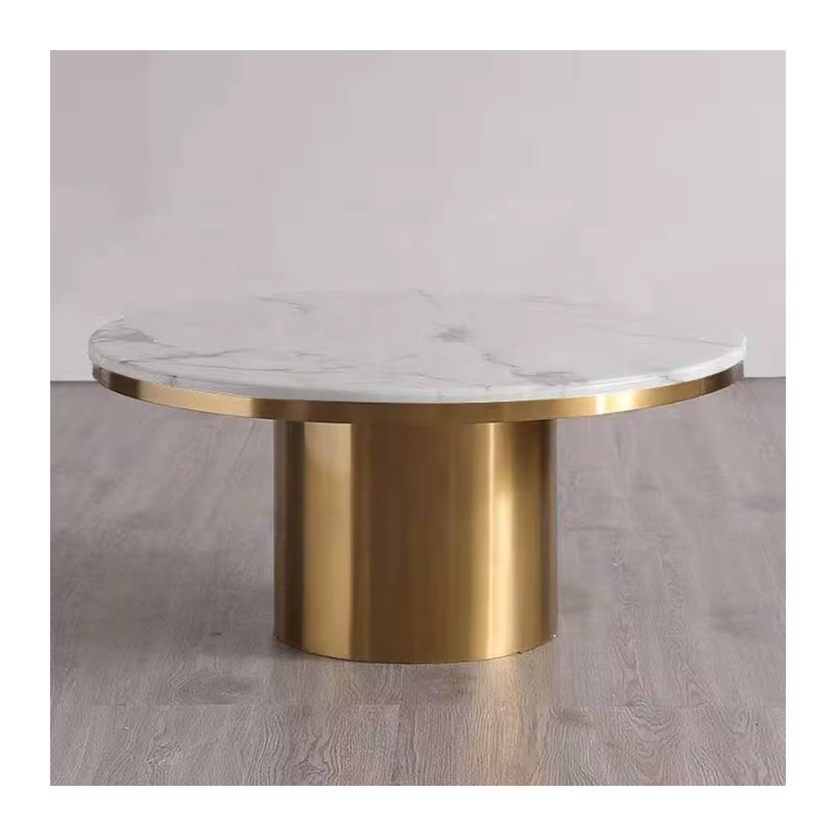 Modernes Couchtisch-Set von XMSJ mit Marmorplatte und goldenem Edelstahl in Weiß und Gold - Bild 5