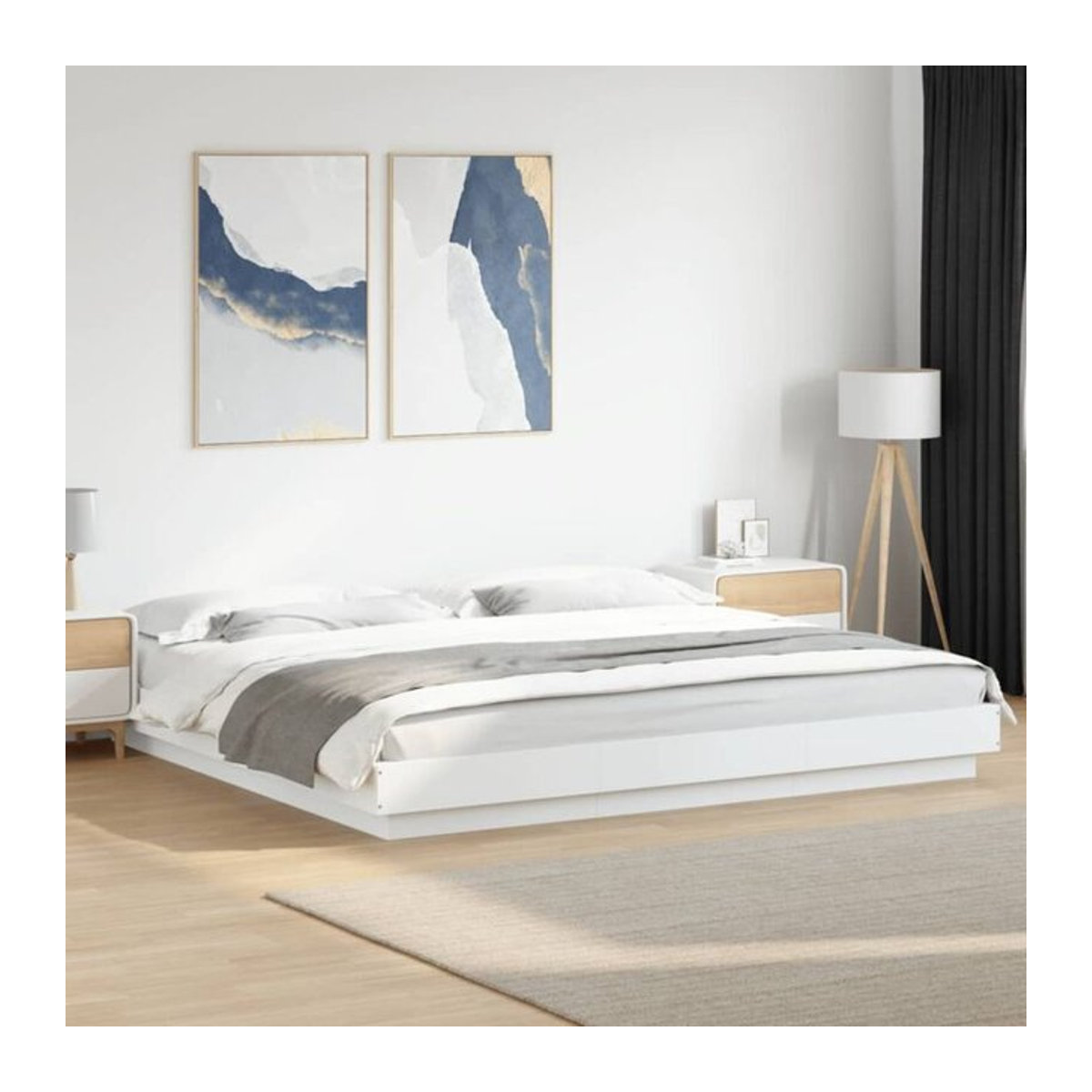 Modernes Doppelbett Vidaxl aus Holzwerkstoff in Weiß B/T/H: 200 x 200 x 23 cm - Bild 1