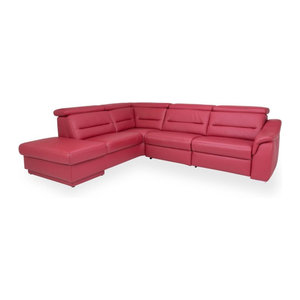 Modernes Ecksofa Polsterecke PARADA von Massimo in Echtleder, Farbe Rot oder Rosa, linksseitig konfiguriert
