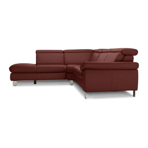 Modernes Ecksofa vito TONGA aus Echtleder in Rot, linksseitig, B/T/H: 273 x 150 x 81 x 239 cm