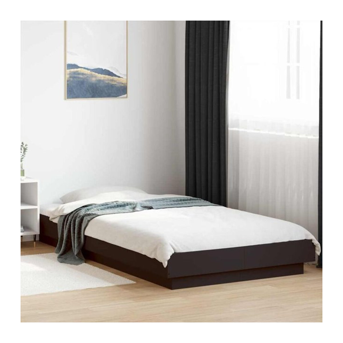 Modernes Einzelbett Vidaxl aus Holzwerkstoff in Schwarz B/T/H: 100 x 200 cm - Bild 1