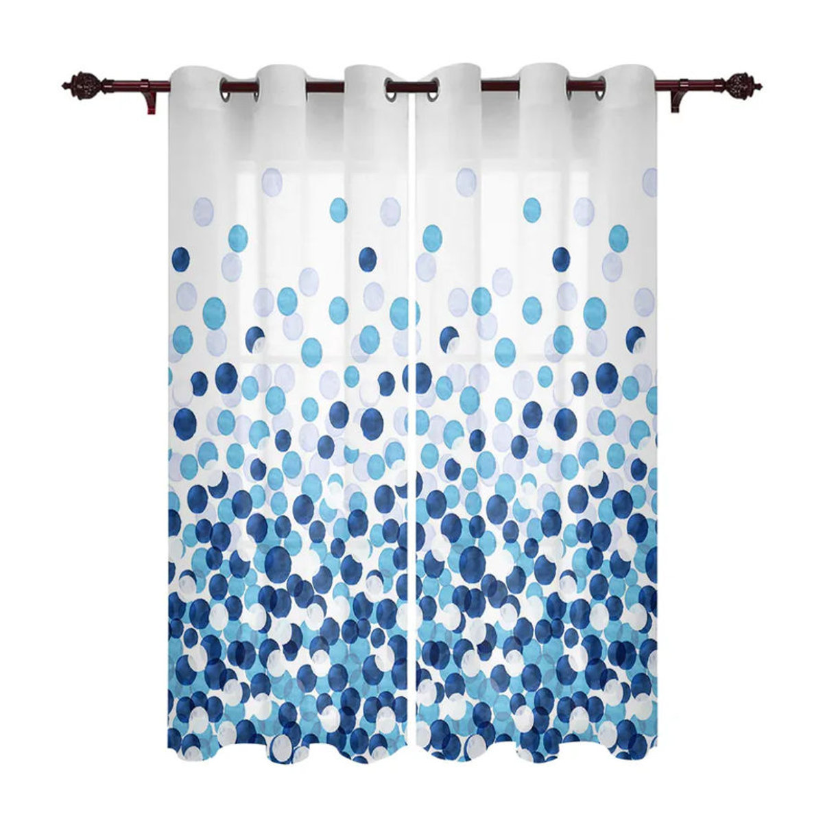 Modernes Fenster Vorhang Super Six mit Aquarell Punktverlauf in Petrol und Blau, semi-transparent, Breite: 135 cm, Höhe: 60 cm - Bild 4