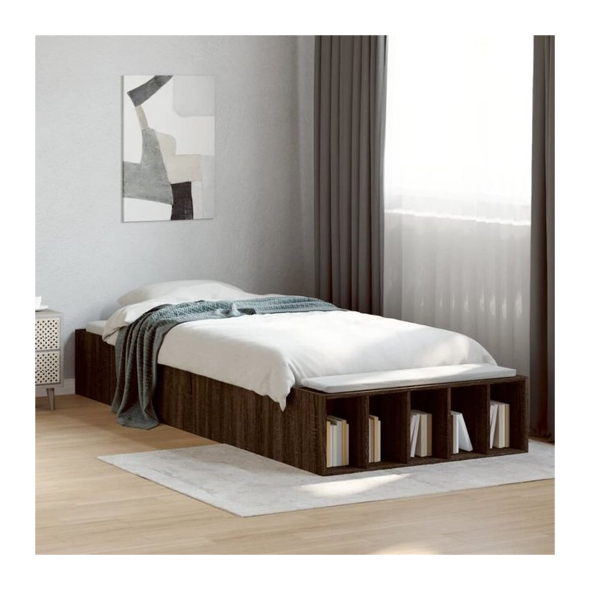 Modernes Funktionsbett Vidaxl aus Holzwerkstoff in Braun mit Eichen-Optik, B/H: 75 x 190 cm - Bild 1