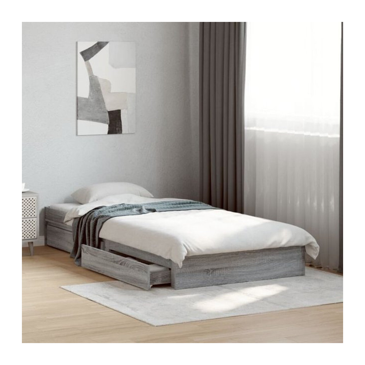 Modernes Funktionsbett Vidaxl mit Schubladen aus Holzwerkstoff in Grau, B/T/H: 75 x 190 cm - Bild 1