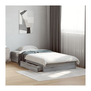Modernes Funktionsbett Vidaxl mit Schubladen aus Holzwerkstoff in Grau, B/T/H: 75 x 190 cm