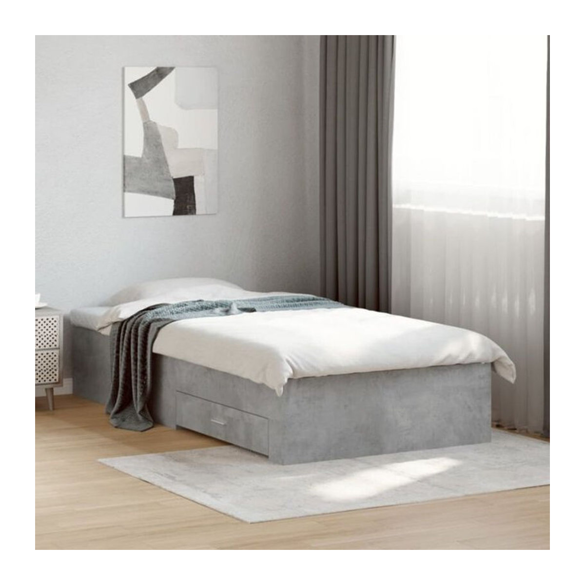 Modernes Funktionsbett Vidaxl mit Schubladen aus Holzwerkstoff in Grau, B/T/H: 90 x 200 cm - Bild 1