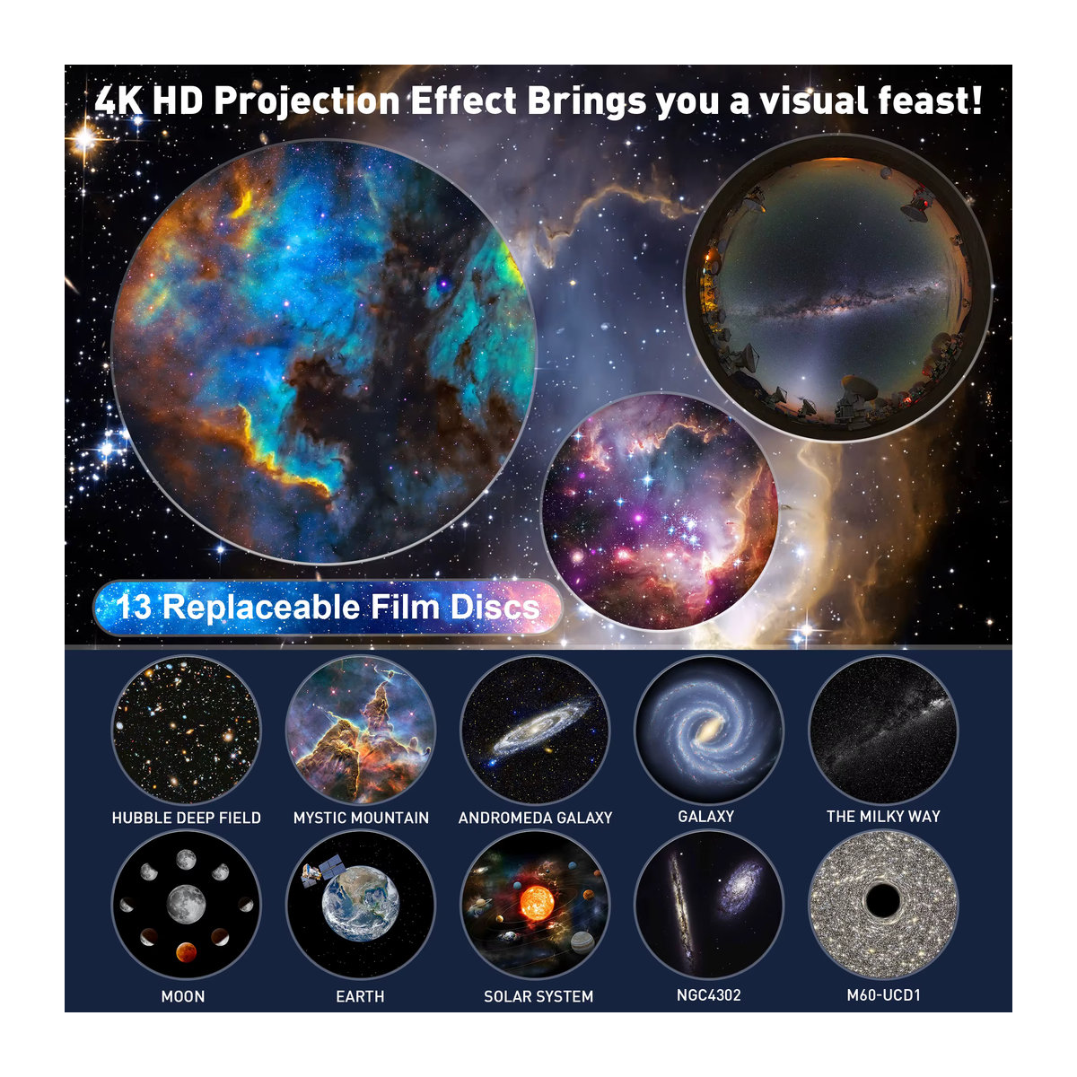Modernes Galaxie-Projektor Planetarium Sternprojektor mit realistischem Sternenhimmel und Solarsystem-Konstellationsmond in Schwarz - Bild 3