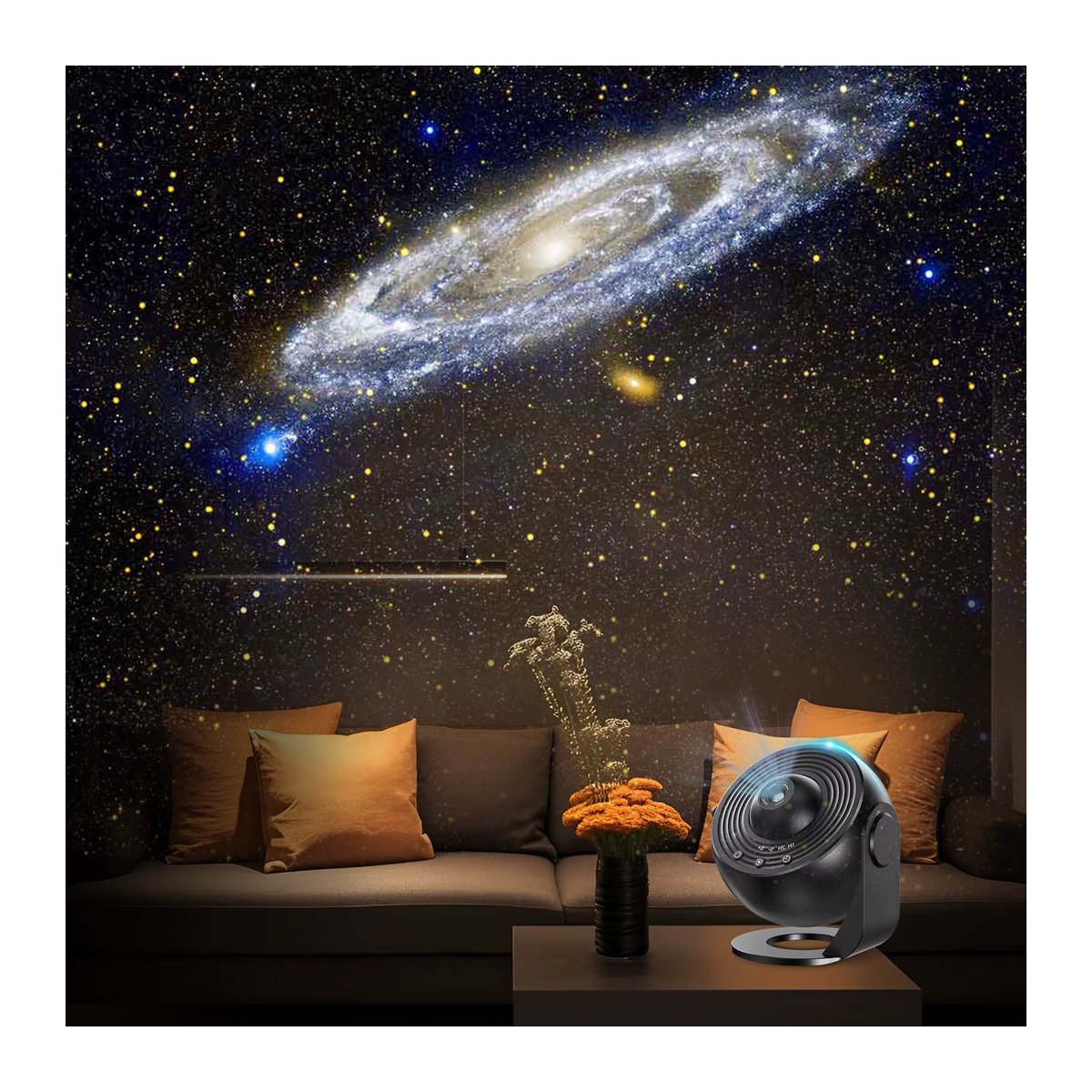 Modernes Galaxie-Projektor Planetarium Sternprojektor mit realistischem Sternenhimmel und Solarsystem-Konstellationsmond in Schwarz - Bild 4