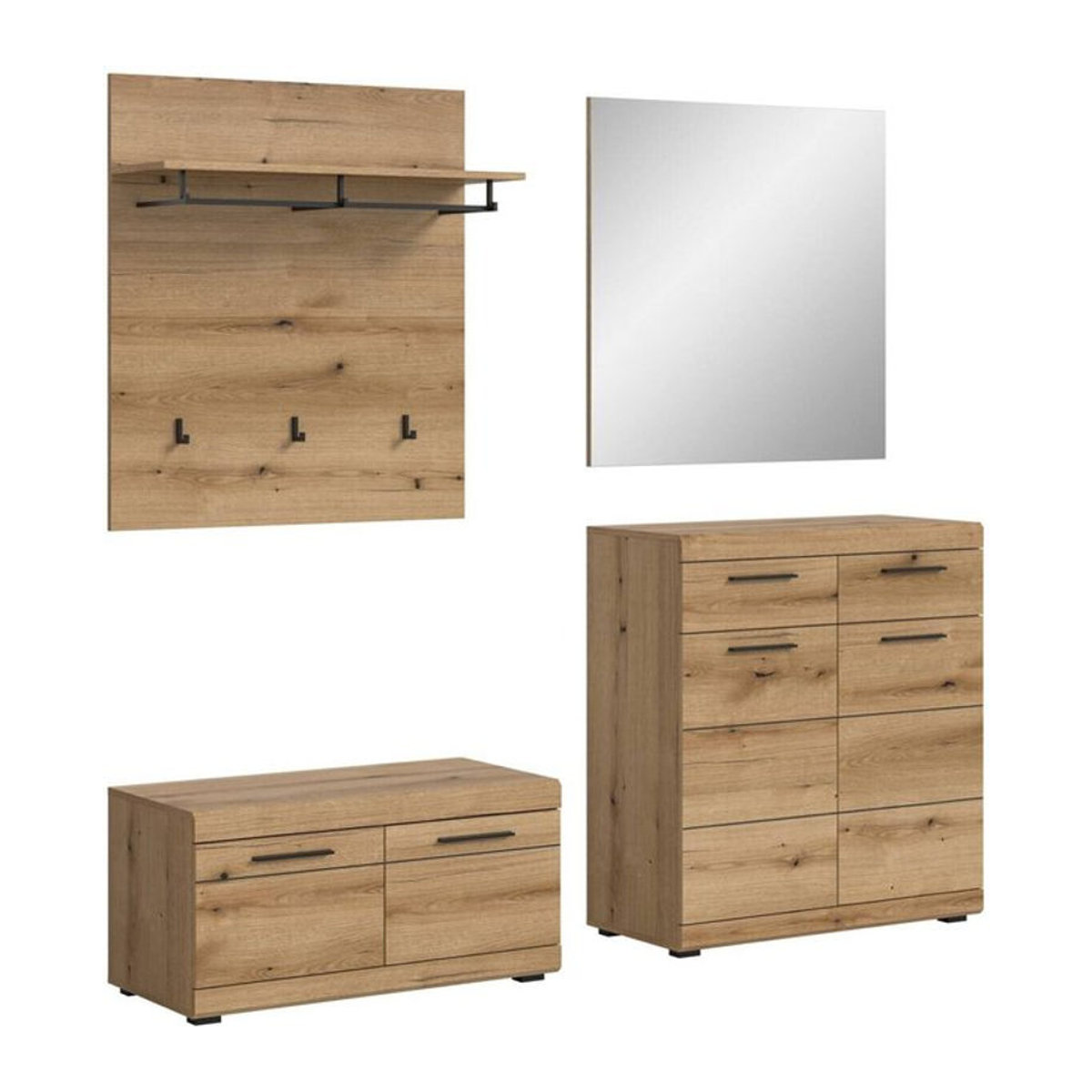 Modernes Garderobenset SCOUT Evoke von xonox.home in Eiche Natur Braun, B/H/T: 195 x 197 x 40 cm - Bild 1