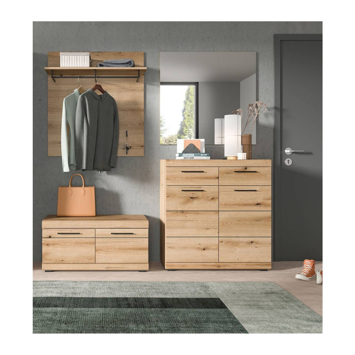 Modernes Garderobenset SCOUT Evoke von xonox.home in Eiche Natur Braun, B/H/T: 195 x 197 x 40 cm - Bild 2