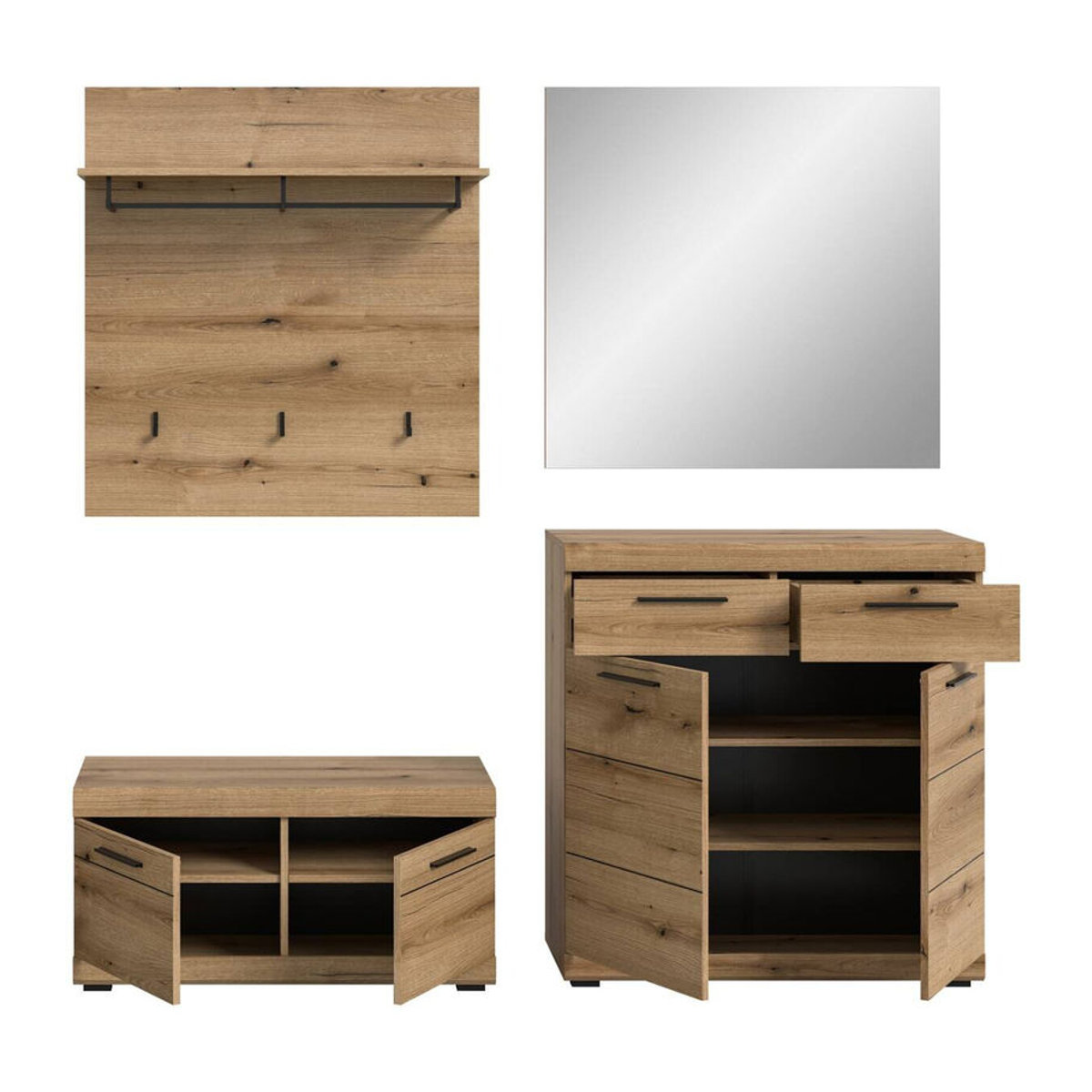 Modernes Garderobenset SCOUT Evoke von xonox.home in Eiche Natur Braun, B/H/T: 195 x 197 x 40 cm - Bild 4