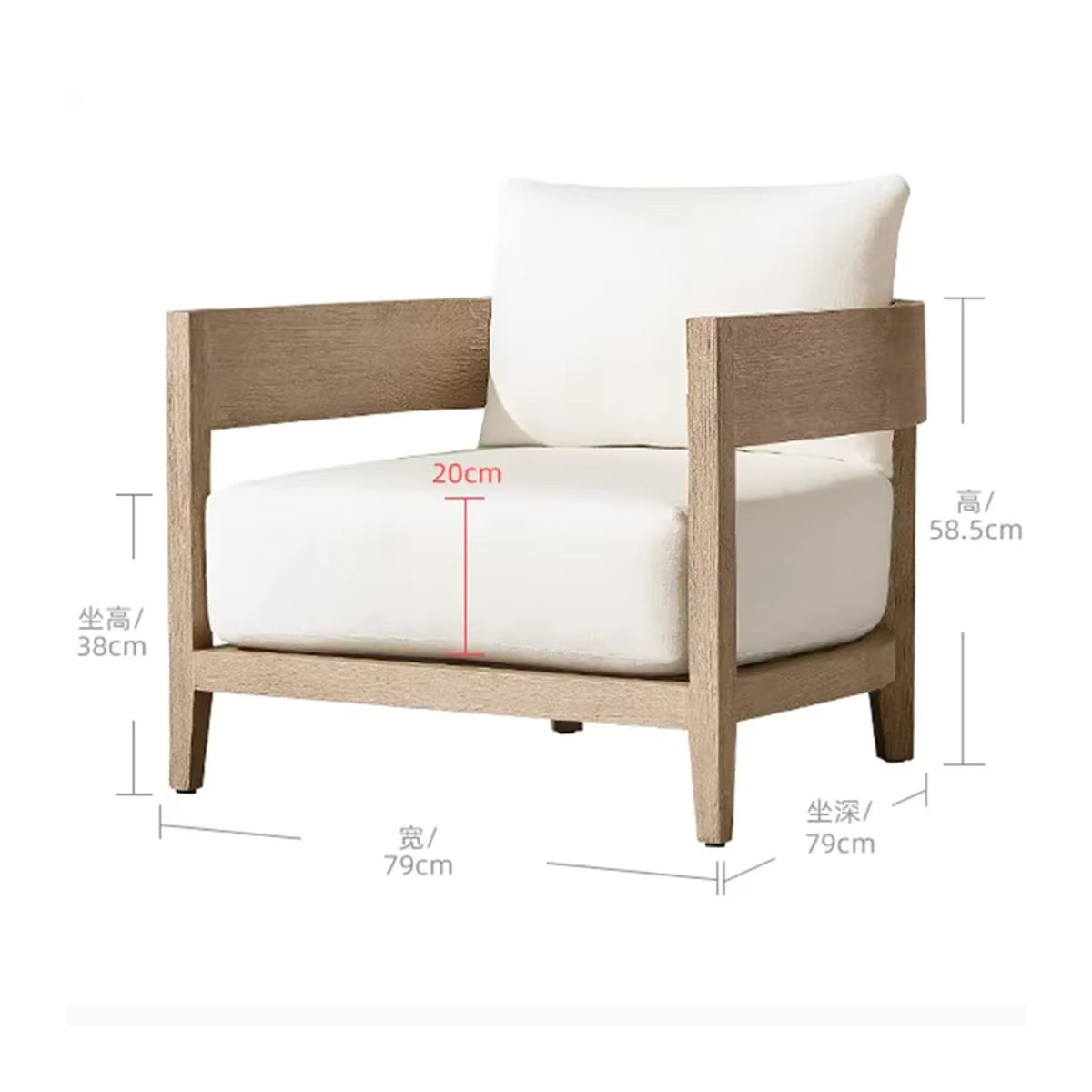Modernes Gartensofa Divano HBOS aus Teakholz in Weiß mit gestreiftem Design - Bild 4