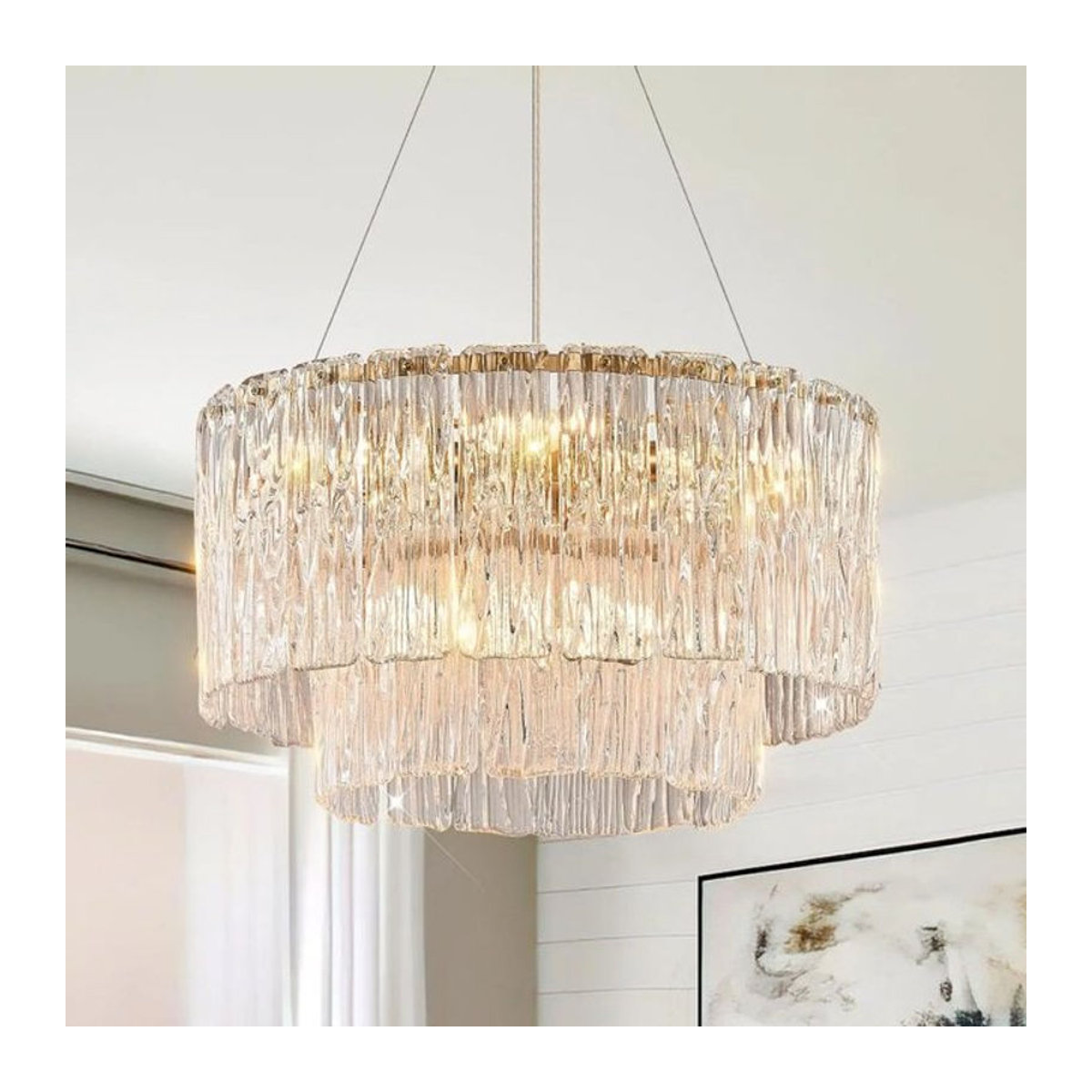Modernes Glas-LED-Pendelleuchten-Set von JIANKEXING in Silber für Wohnzimmer, Schlafzimmer oder Hotel - Bild 1
