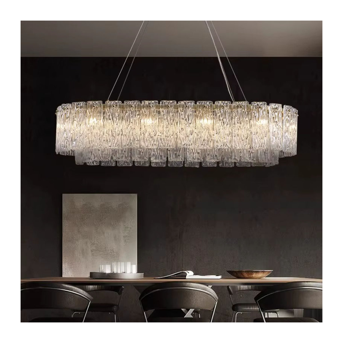 Modernes Glas-LED-Pendelleuchten-Set von JIANKEXING in Silber für Wohnzimmer, Schlafzimmer oder Hotel - Bild 2