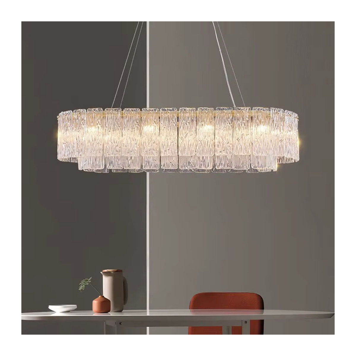 Modernes Glas-LED-Pendelleuchten-Set von JIANKEXING in Silber für Wohnzimmer, Schlafzimmer oder Hotel - Bild 4