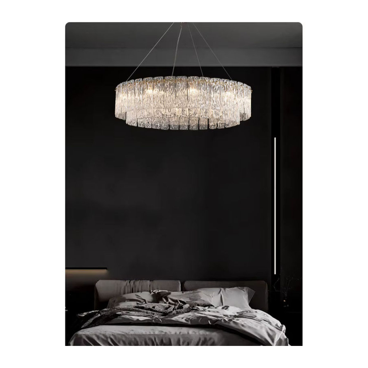 Modernes Glas-LED-Pendelleuchten-Set von JIANKEXING in Silber für Wohnzimmer, Schlafzimmer oder Hotel - Bild 6