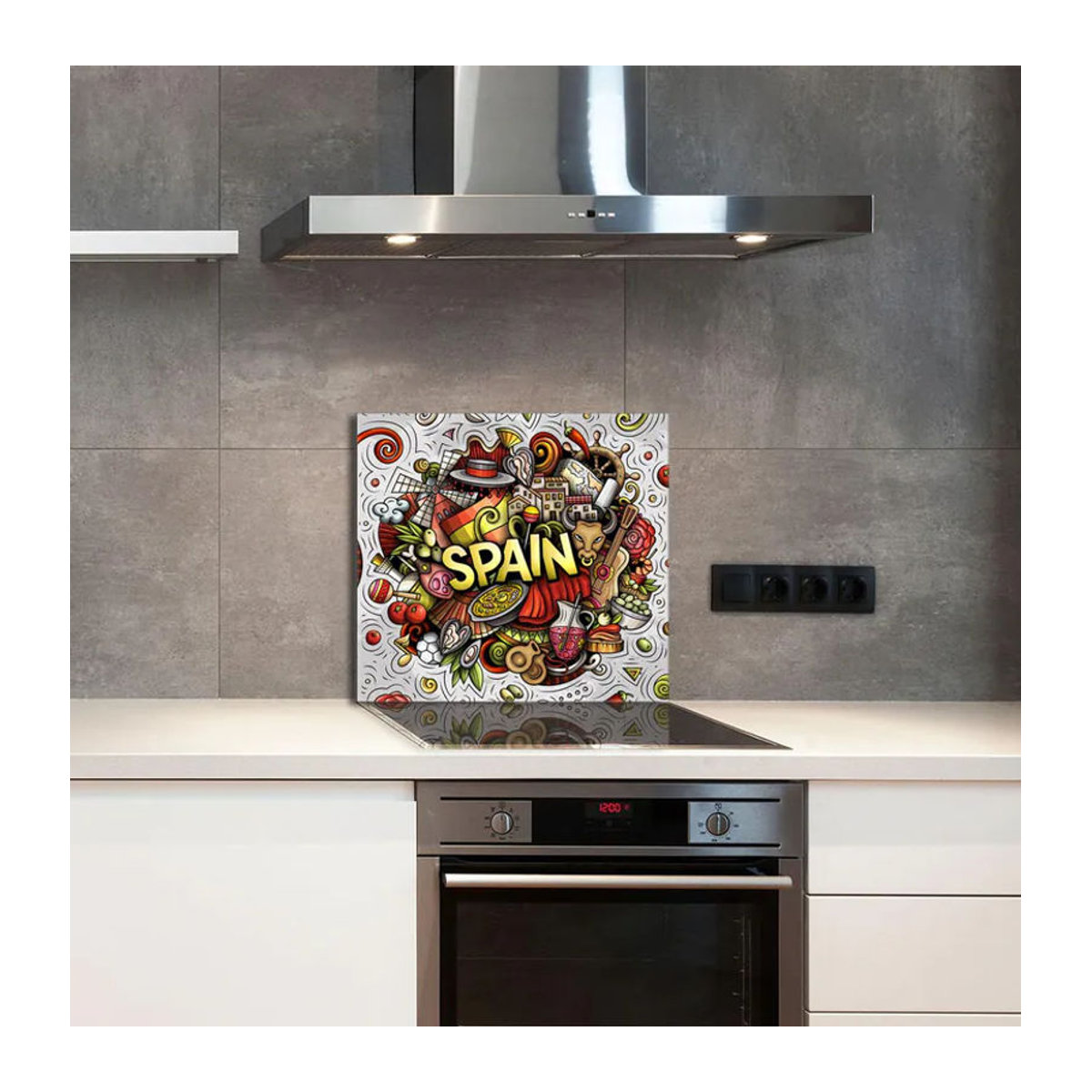 Modernes Glaspaneel für die Küche in Mehrfarbig, Rechteckig, B: 65 cm, H: 60 cm - Bild 1