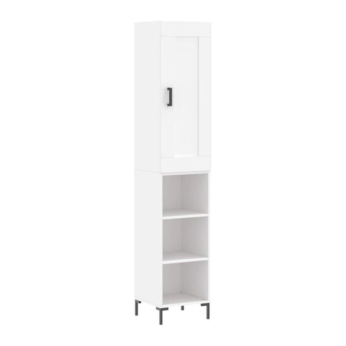 Modernes Highboard Vidaxl aus Holzwerkstoff und Metall in Weiß, B/T/H: 34,5 x 34 x 180 cm - Bild 1