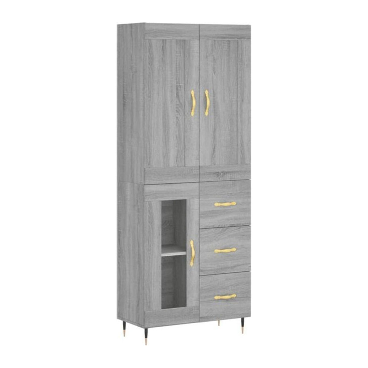 Modernes Highboard Vidaxl in Grau aus Holzwerkstoff, Glas und Metall, B/T/H: 69,5 x 34 x 180 cm - Bild 1