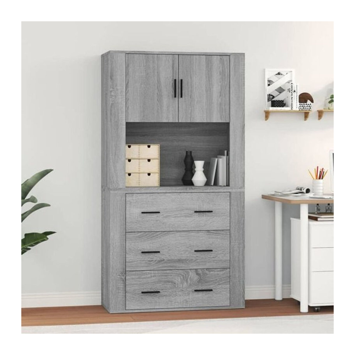 Modernes Highboard Vidaxl in Grau Sonoma aus Holzwerkstoff B: 150 cm, H: 80 cm, T: 33 cm - Bild 1