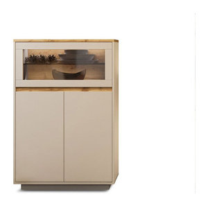 Modernes Highboard vito FIESTA in Eiche Altholz mit Glasfront, B/T/H: 129 x 40 x 85 cm