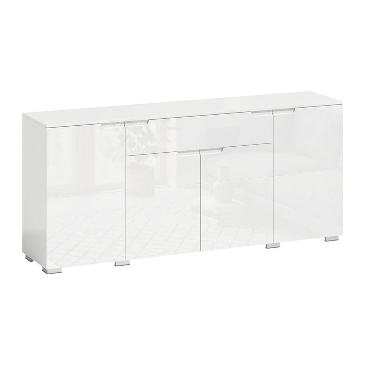 Modernes HOMCOM Hochglanz-Sideboard in Weiß mit 4 Türen und verstellbaren Einlegeböden - Bild 1