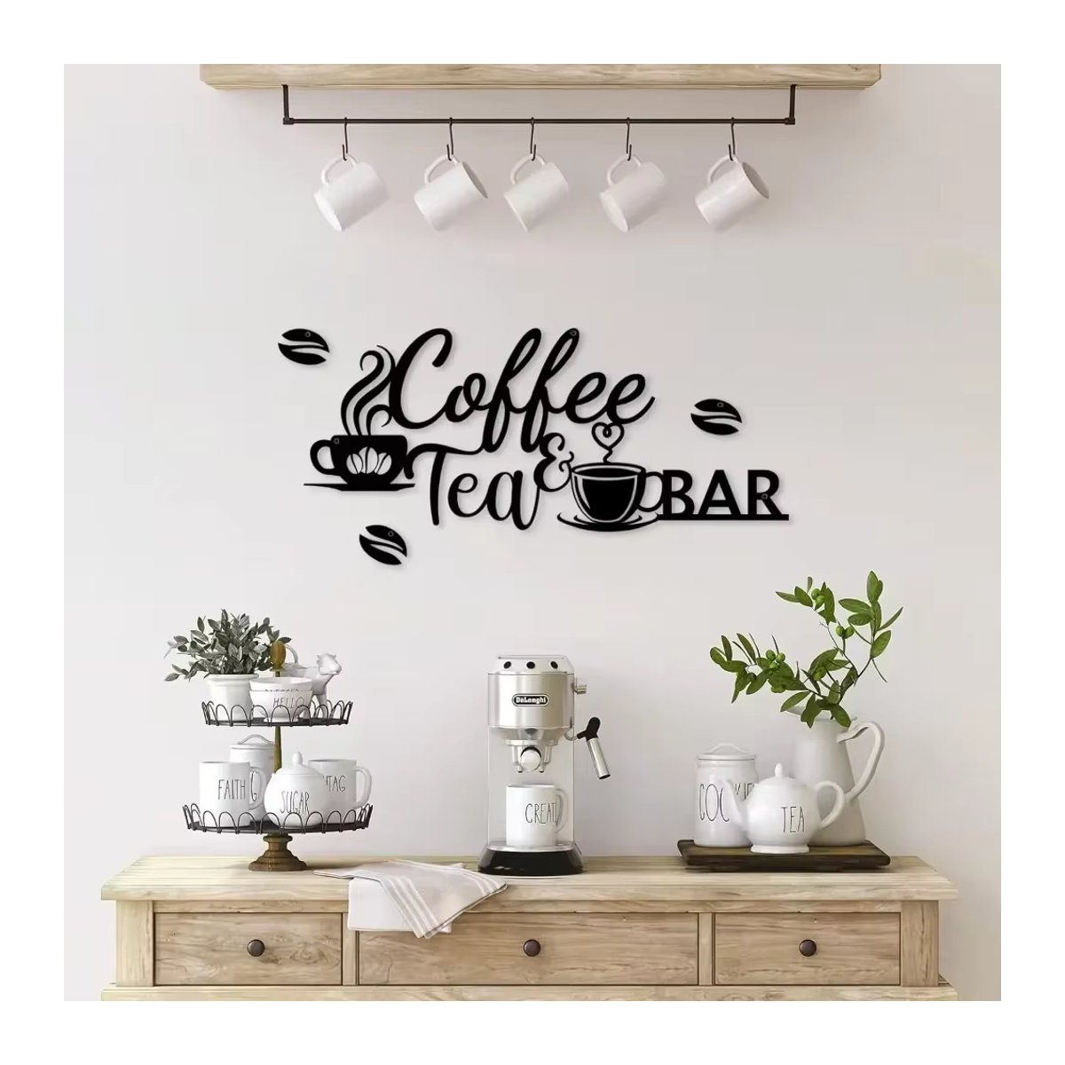 Modernes Kaffeebar-Schild aus Metall in Schwarz von CIFBUY zur Wandmontage im ästhetischen Design - Bild 3