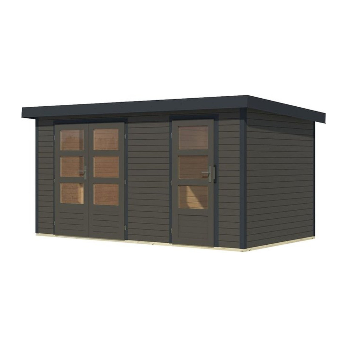 Modernes Karibu Gartenhaus Kalifornien aus Holz und Metall in Anthrazit - Bild 1