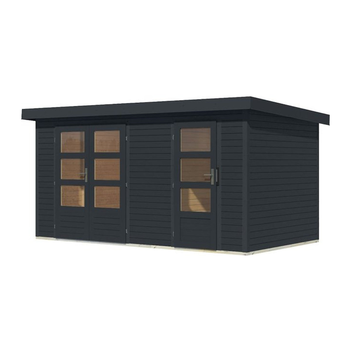 Modernes Karibu Gartenhaus Kalifornien aus Holz und Metall in Anthrazit - Bild 1