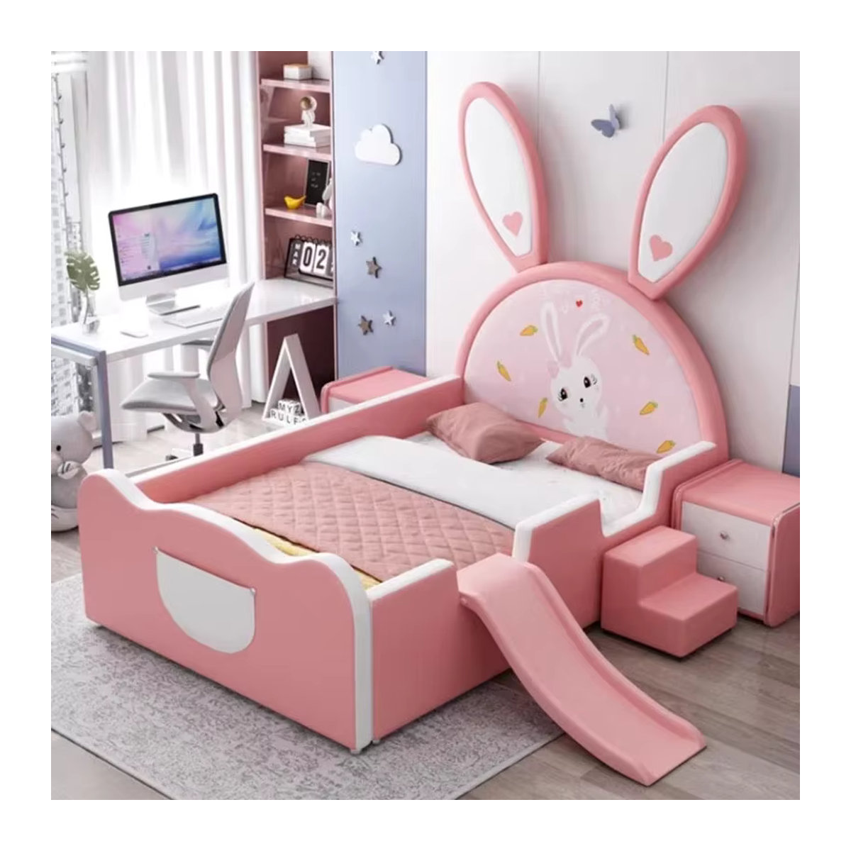 Modernes Kinderbett aus Holz von DUTRIEUX in Rosa, B/H: 120 x 190 cm - Bild 2