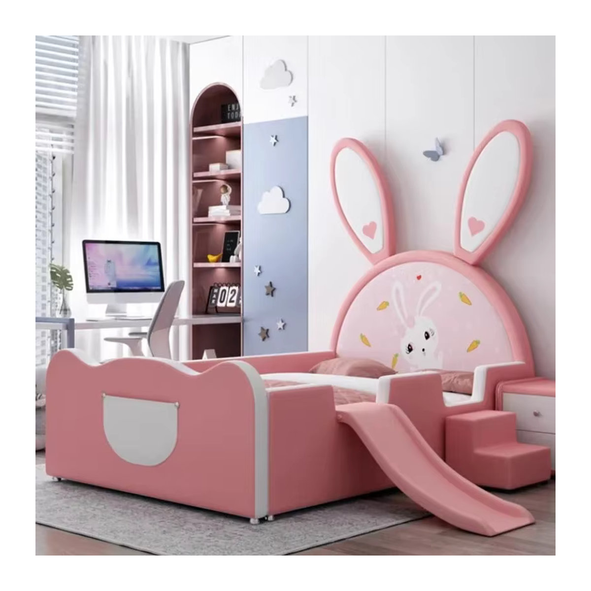 Modernes Kinderbett aus Holz von DUTRIEUX in Rosa, B/H: 120 x 190 cm - Bild 5