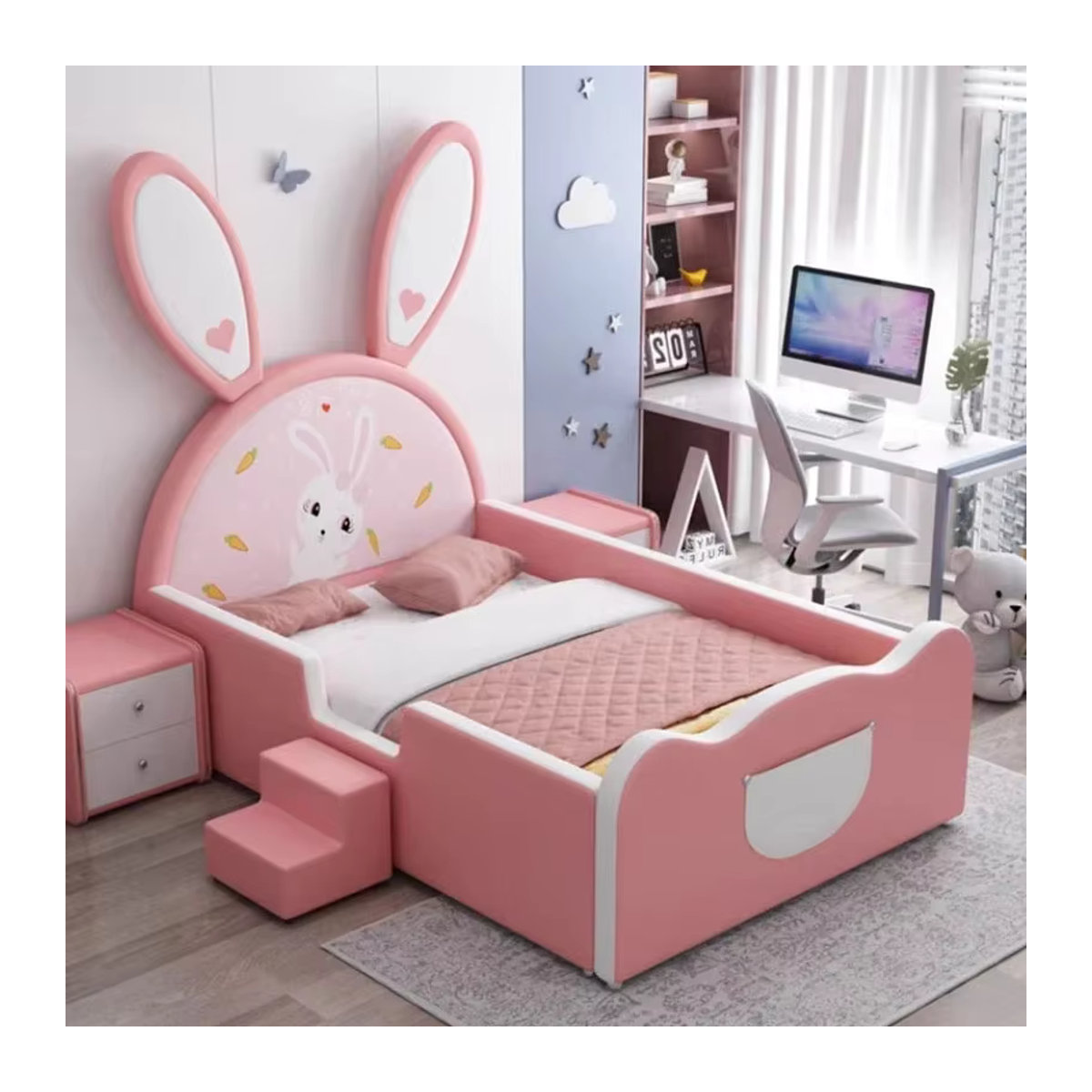 Modernes Kinderbett aus Holz von DUTRIEUX in Rosa, B/H: 120 x 190 cm - Bild 6