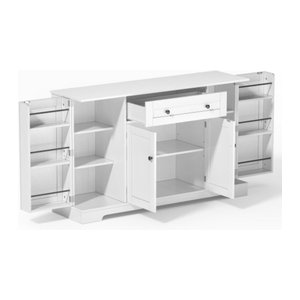 Modernes Küchenbuffet von TG Electrical DE in Weiß mit Drehtüren und Regalfächern, B/T/H: 138 x 40 x 85 cm