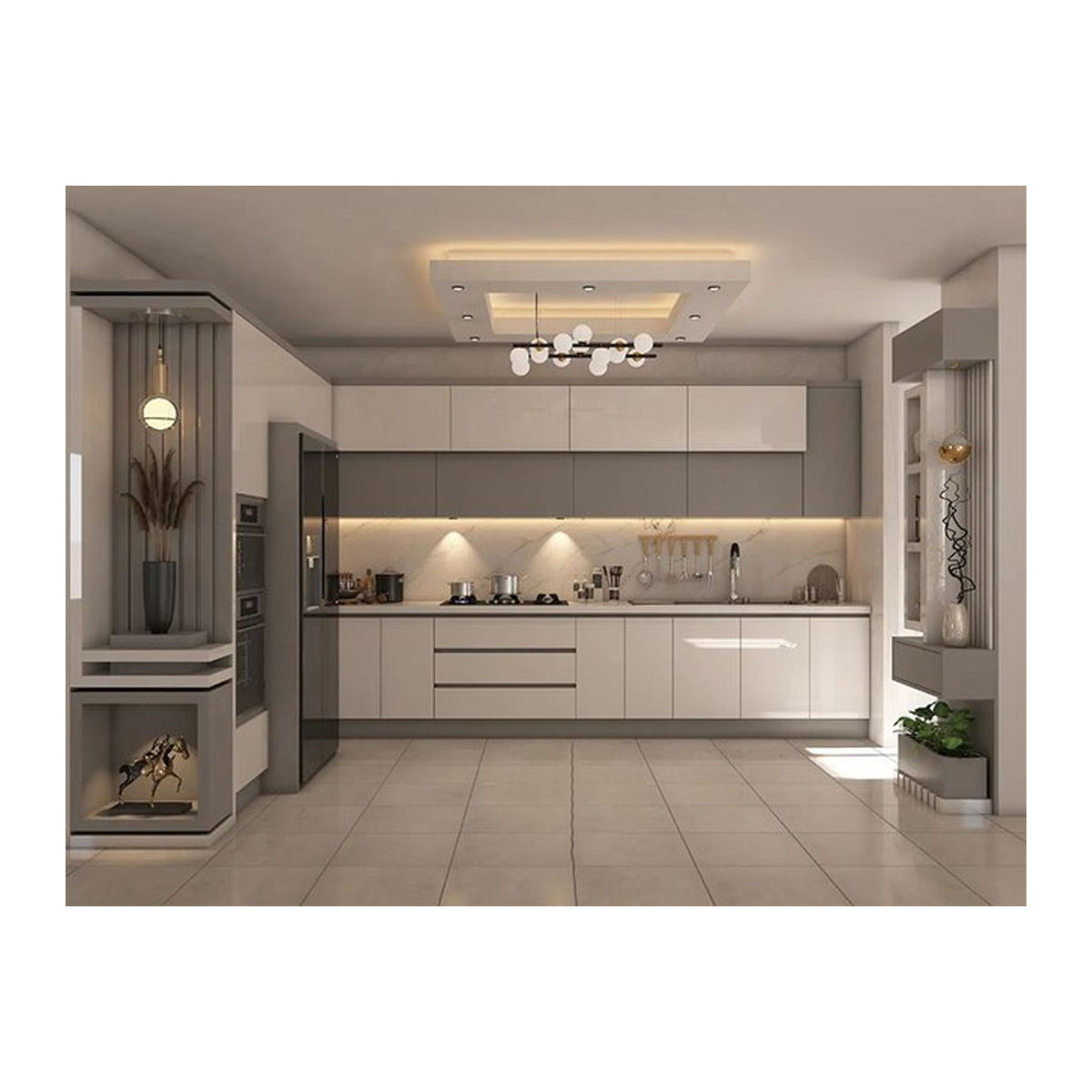 Modernes Küchenmöbel Schrank-Set in Weiß und Schwarz mit individuellem Design - Bild 1