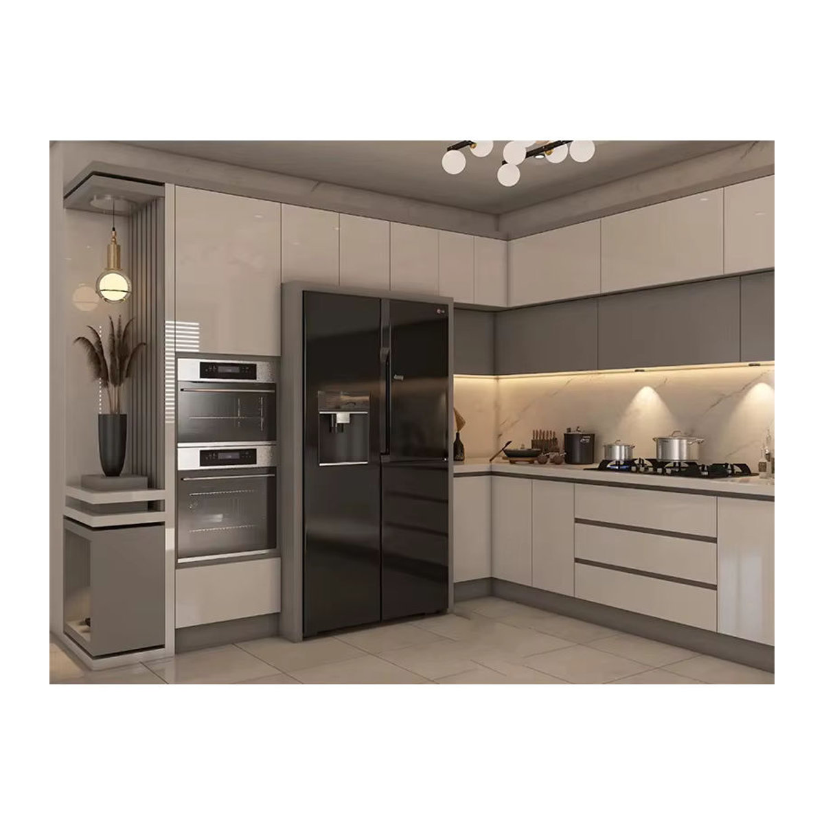 Modernes Küchenmöbel Schrank-Set in Weiß und Schwarz mit individuellem Design - Bild 2