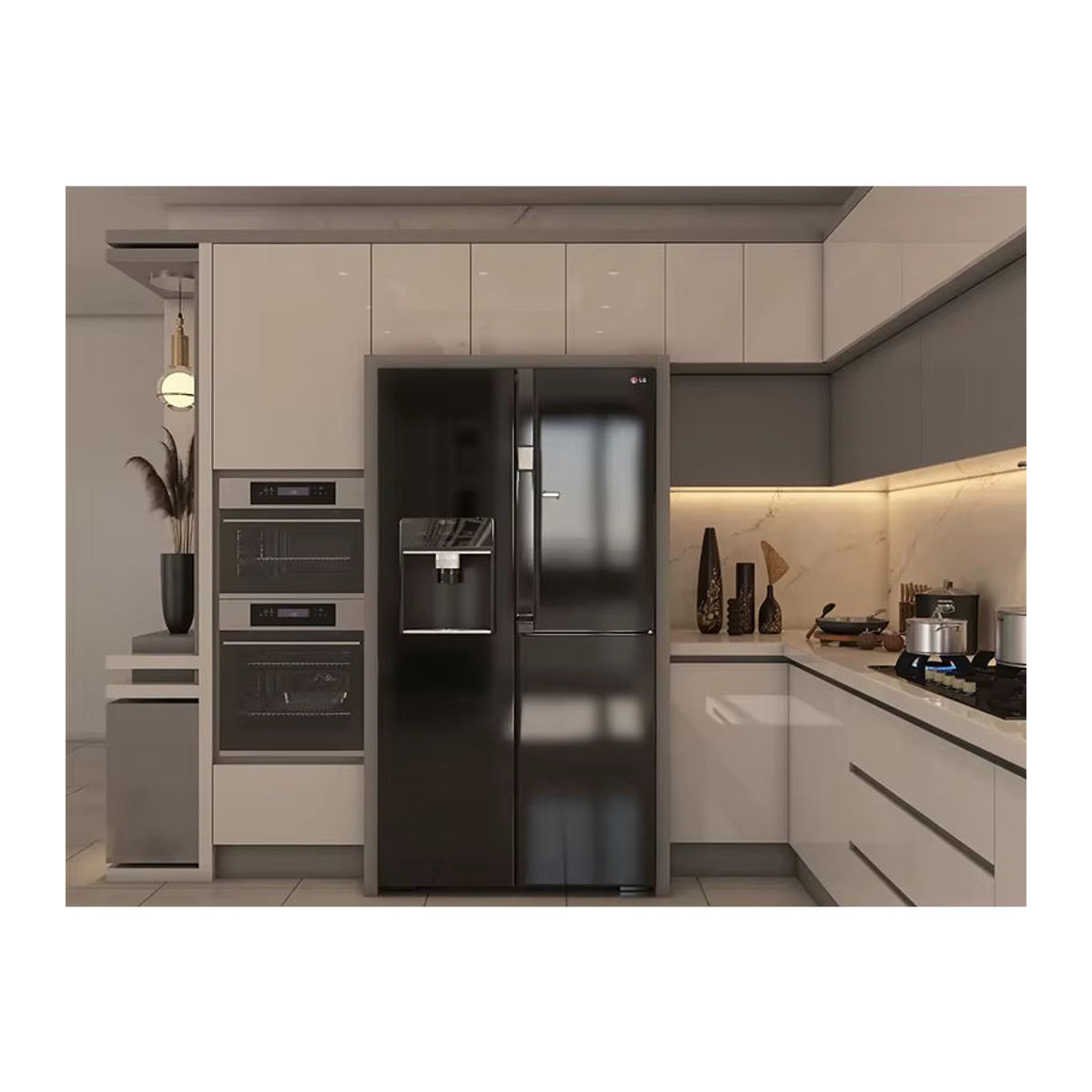 Modernes Küchenmöbel Schrank-Set in Weiß und Schwarz mit individuellem Design - Bild 3