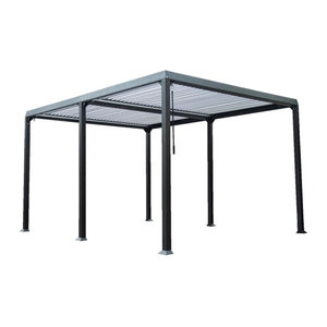 Modernes Lamellenpavillon aus Aluminium für den Garten in Anthrazit B/T/H: 400 x 400 x 300 cm